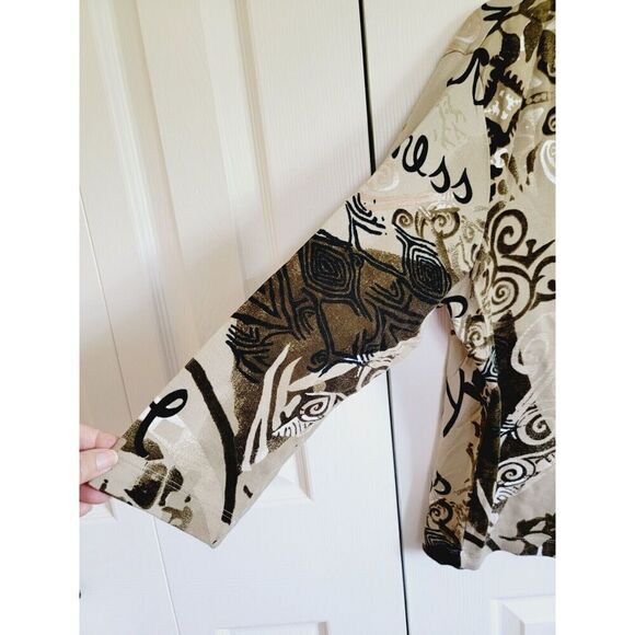 Chico's 3 T-Shirt V-Neck 3/4 Sleeve Stretch Top Love Joy XL Stretch Cotton - Picture 5 of 6